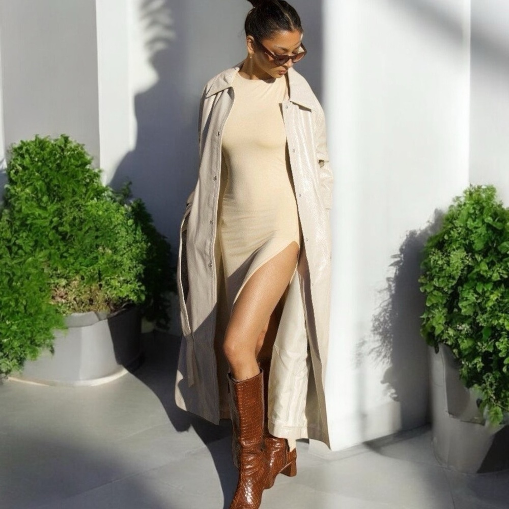 Cream Real Leather full length coat - Picture 11 of 11